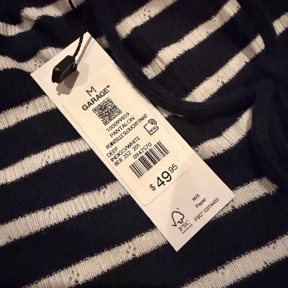 GARAGE Striped Navy and White Wide-Leg Pants - Picture 3 of 6